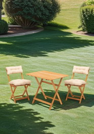 Hanah Home Conjunto de mesa y sillas de jardín My003A de 3 piezas en madera de haya